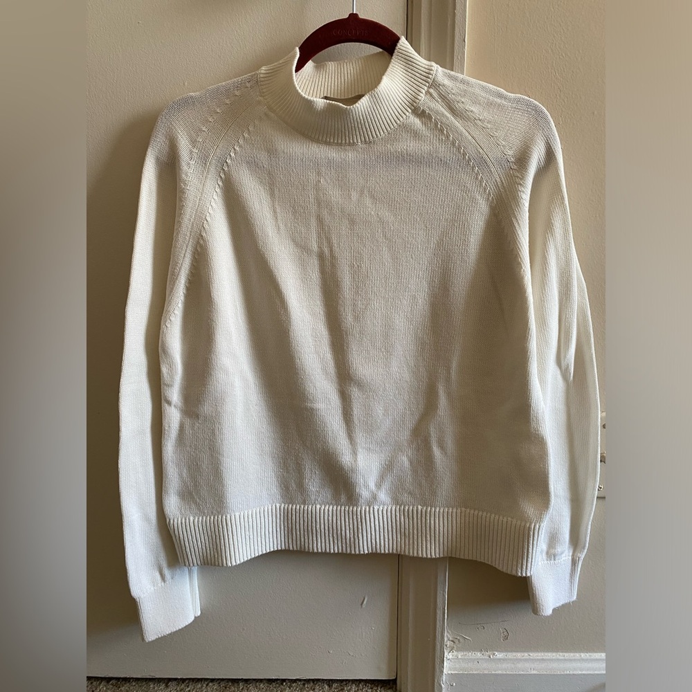 Everlane mockneck white cotton sweater